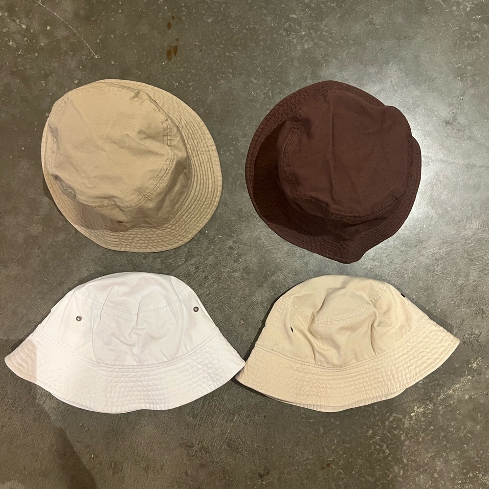 White, Cream, Tan, and Brown Bucket Hats with Eyelets